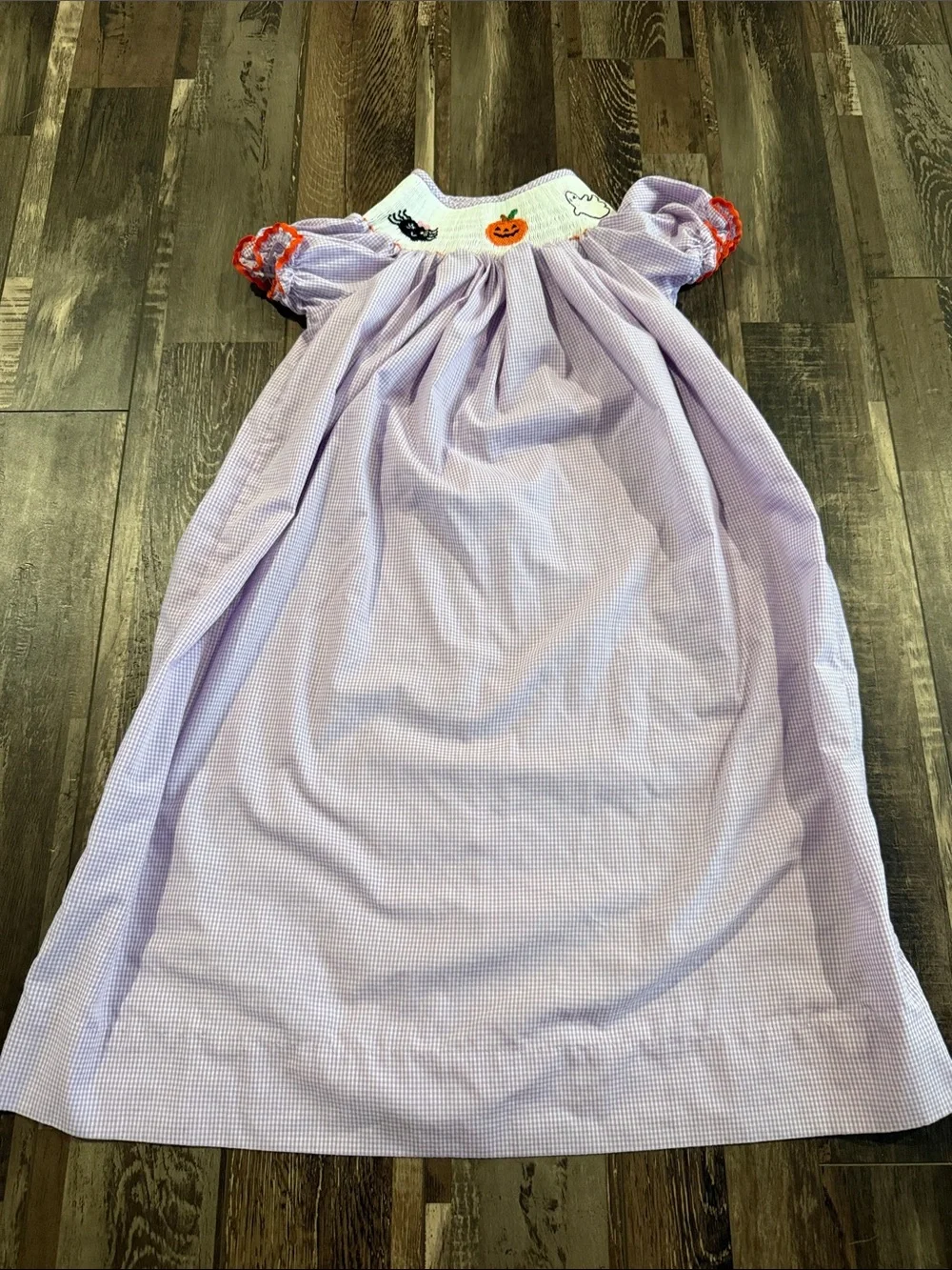 Lilac Gingham Smocked Halloween Dress for Girls